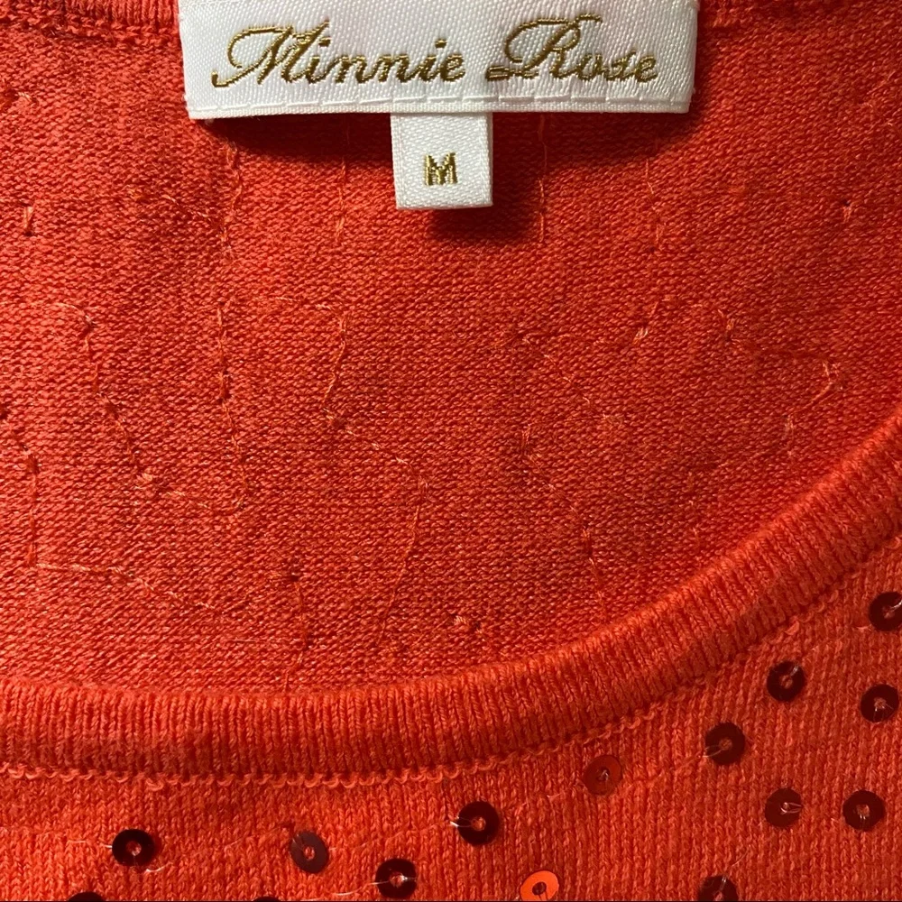 MINNIE ROSE TOP TANK SLEEVELESS ORANGE SEQUINS Size M